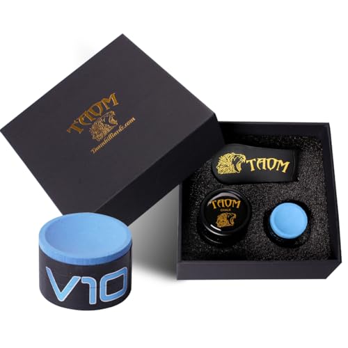 TAOM Upgrade Pool Chalk Holder Round Shaped Practical Tool Billiards Accessories Magnetic Mini Chalk Tip Case Container Round Box Billiards,Cue Tip Tool Scuffer Shaper - color: 1-Gift Set-Black with V10 Blue