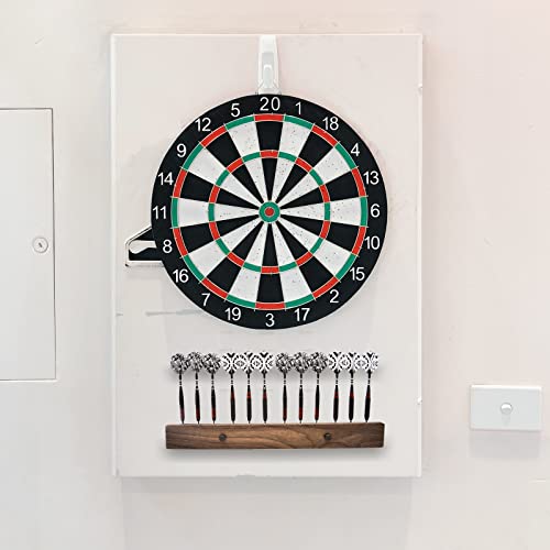DIMBOI Walnut Wood Dart Holder Wall Mount Displays 4 Sets For A Total Of 12 Steel/Soft Tip Darts,With Darts Throw Line Marker