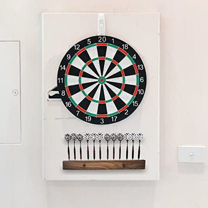 DIMBOI Walnut Wood Dart Holder Wall Mount Displays 4 Sets For A Total Of 12 Steel/Soft Tip Darts,With Darts Throw Line Marker