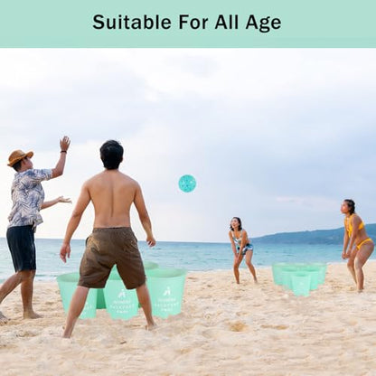 Aivalas Yard Pong Outdoor Games Glow Set in Dark for Adults,Family and Kids,Giant Yard Pong for Beach,Camping,Lawn,Backyard and Yard Parties,with Buckets, Balls and Carrying Bag