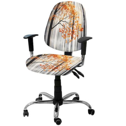 Savannan Office Chair Cover, Autumn Forest Watercolor Leaf Protective Stretch Elastic Universal Cover for Desk Task Chair,Computer Rotating Chair 1 Pcs Fog Abstract Black Tree