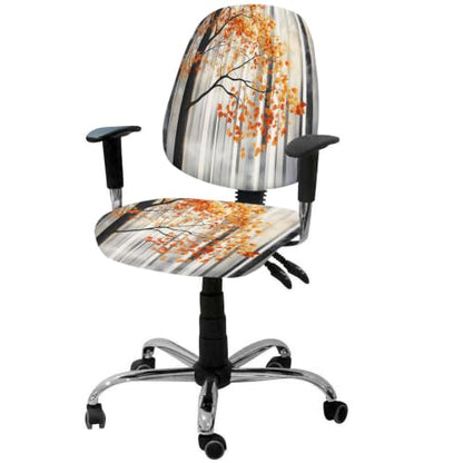 Savannan Office Chair Cover, Autumn Forest Watercolor Leaf Protective Stretch Elastic Universal Cover for Desk Task Chair,Computer Rotating Chair 1 Pcs Fog Abstract Black Tree