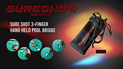 Sure Shot 3-Finger Billiard Mechanical Bridge for Billiards, Hand Held Pool Bridge, Billiards Pool Cue Accessory, The First Ever Handheld Snooker Accessory That Perfects Every Shot!