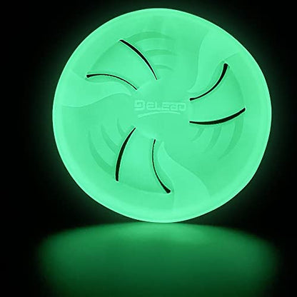 Glow-in-The-Dark Flying Discs, Interactive Dog Flyer Toys, Soft Lightweight Dog Catch and Fetch Toys, Floats in Water & Safe on Teeth, 9 inch (Large, Glow) - color: Glow, size: Large