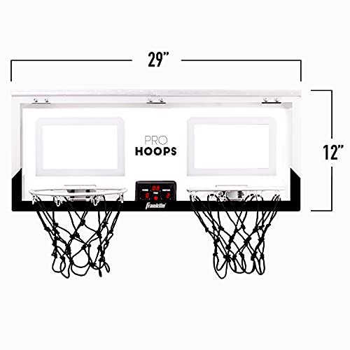 Franklin Sports Over The Door Indoor LED Basketball Hoops-Steel Rim Mini Basket-Includes Ball and Pump-Light Up Backboard - style: Light Up Double Hoops