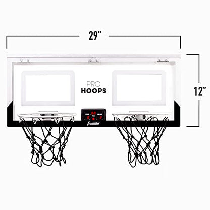 Franklin Sports Over The Door Indoor LED Basketball Hoops-Steel Rim Mini Basket-Includes Ball and Pump-Light Up Backboard - style: Light Up Double Hoops