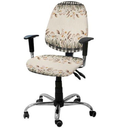 Savannan Office Chair Cover, Vintage Autumn Wildflower Protective Stretch Elastic Universal Cover for Desk Task Chair,Computer Rotating Chair 1 Pcs Geometric Black Plaid
