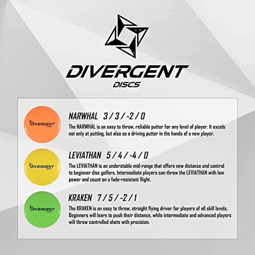 Divergent Discs 3-Disc Beginner Disc Golf Starter Set | Putter, Midrange, and Driver Disc | Max Grip Set for Beginners
