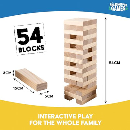 Giant Stack 'N' Fall - Classic Wooden Block Game, Indoor & Outdoor Play, Travel Bag, Party-Table-Backyard Activity, Family Age 3+ - style: Stack 'N' Fall