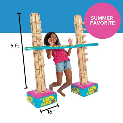 Fun Express Limbo Game for Kids and Adults, 5 Feet Tall Adjustable | 3-Piece Vinyl Kit, Carnival Games Set, Birthday Party Games, Outdoor Games for Pool Party, Luau Games & Field Day Activities