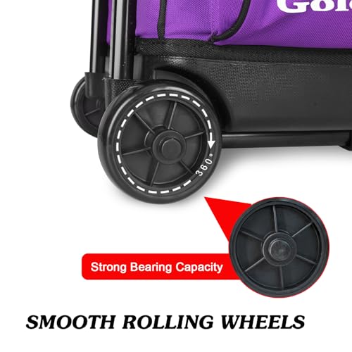 Goloni 3 Ball Bowling Bags with Wheels - Rolling Bowling Bag for 3 Balls & Accessories - Retractable Handle Extends to 38 - color: Purple