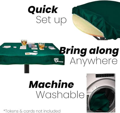 Felt Card Table Cover for Playing Cards, Poker, Mahjong, Domino, Bridge and Board Game (Green, 34 in) - color: Green, size: 34" x 34" (Square)