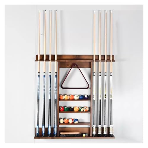 Wall Mounted Billiard Stick Holder,Holds 8 Pool Cue Sticks Pool Cue Rack,Solid Wood Billiards Accessories for Billiard Room Club Bar(Brown) - color: Brown