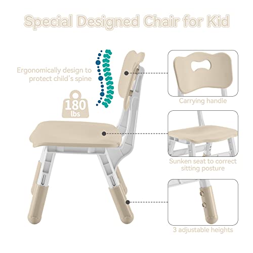 Kids Table and 4 Chairs Set with Graffiti Desktop,Toddler Furniture for Kids Ages 3-8,Children Study Desk, Dining Table, Height Adjustable Desk, Painting Desktop,Gift for Boys Girls (Burlywood) - color: Burlywood