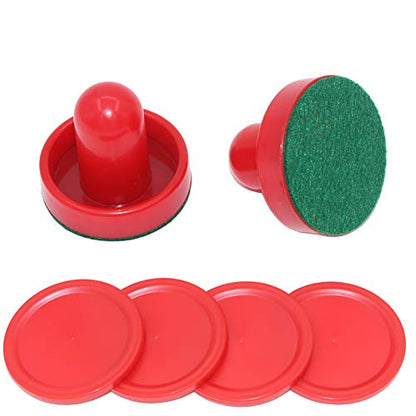 2 Pcs Red Air Hockey Pushers and Air Hockey Pucks Great Goal Handles Paddles Replacement Accessories for Game Tables