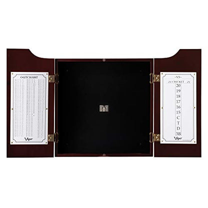 Viper Hudson Solid Wood Cabinet for Sisal/Bristle Steel Tip Dartboard with Dry Erase Scoreboard and Out-Chart, Mahogany Finish
