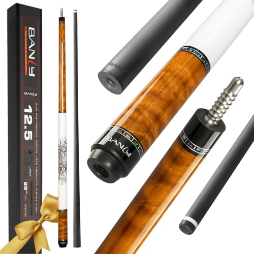 Banly Carbon Fiber Pool Cue Stick 12.5mm Time Crystal Tip, Low Deflection Pool Cue Professional Billiard Cue Sticks with Gift Box - color: 2-Dalbergia Odorifera(White Grip)
