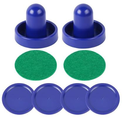 1 Set Mini Air Hockey Pushers and Air Hockey Pucks Great Goal Handles Pushers Goal Handles Paddles Replacement Accessories - 2 Blue Air Hockey Pushers and 4 Blue Pucks (60mm)