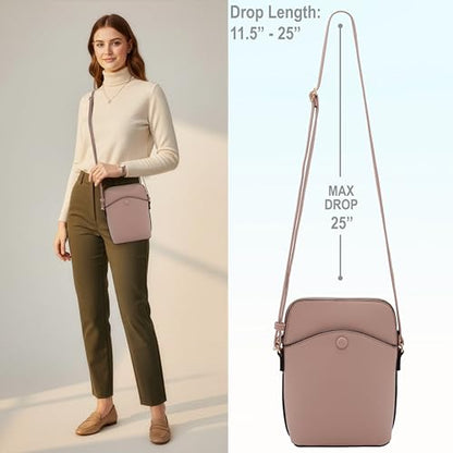 Solene Small Crossbody Bag with Gold Hardware, Mini Shoulder Purse with Adjustable Strap - color: Blush