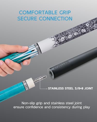 KONLLEN Carbon Fiber Pool Cue Stick 58-inch Professional Pool Sticks for Adults Full Carbon Technology Low Deflection Pool Cue Billiard Cues with 12.5mm Tip (Easy to Control, Pro Taper, Ultra-Smooth) - color: 015 white
