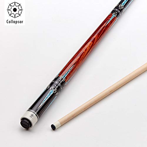 Collapsar CXT Pool Cue with Soft Case,Black with Cream Points and Turquoise,Wrapless Handle 58Inch Professional Pool Stick - color: Cocobolo handle, size: 20 ounce