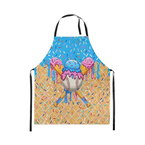 Manfei Baseball Ice Cream Kids Kitchen Apron - color: Azure