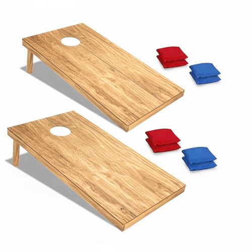 Cornhole Set, Cornhole Boards with 8 Bean Bags,Portable Game Set for Travel Home Office Recreation Tailgate - size: 2 * 1 Ft