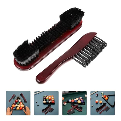 2pcs Pool Table Brush Set Wooden Handle PVC Bristle for Billiard Cleaning Tool Multifunctional Rail Surface Dust Removal for Pool Tables and Cabinets