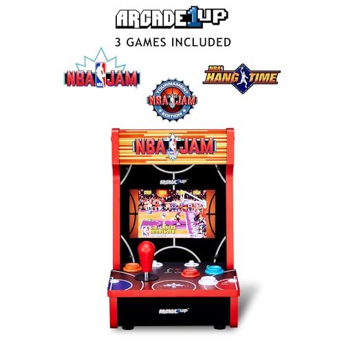 Arcade1Up NBA JAM Countercade Arcade Machine with NBA JAM TE and NBA Hang Time, 7" LCD Screen, Light-Up Marquee and Real-Feel Arcade Controls - style: NBA JAM