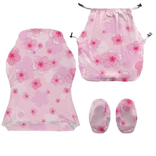 Suobstales Cherry Blossom Pattern Gaming Chair Covers Slipcovers Non Slip Office Desk Chair Cover with Armrest Covers, Stretchable Computer Chair Cover Ergonomic Rotating Game Chair Covers - color: Cherry Blossom