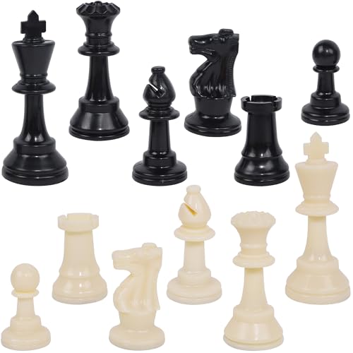 Juegoal Plastic Chess Pieces Only, 32 Pieces Each Chessmen Pieces, 3.75 Inch King Figures Chess Game Pawns Figurine Pieces, Replacement of Missing Piece