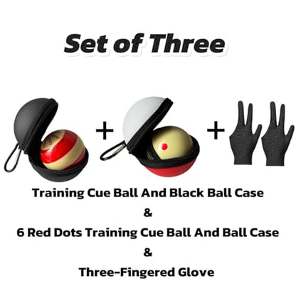 6 Dots Cue Ball With Case,Training Billiard Ball,2-1/4" Practice Training Artifact,Pool Cue Ball with Six Dots,Three Finger Gloves and Billiard Ball Bag - color: Training Artifact + Red Dots Ball