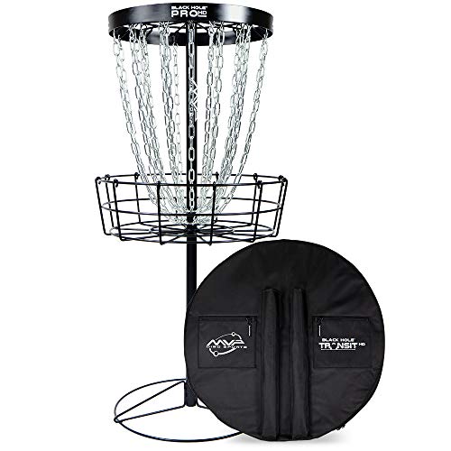 MVP Disc Sports Black Hole Pro HD 24-Chain Portable Disc Golf Basket with Transit Bag
