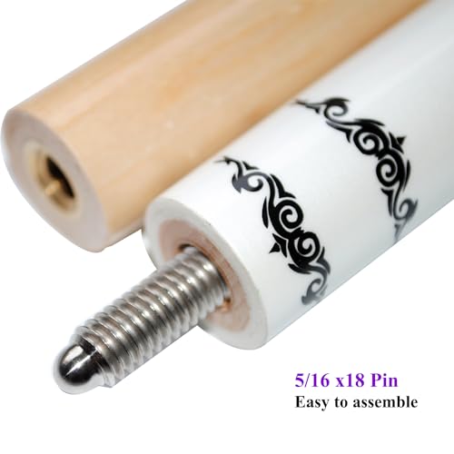 58" Pool Cue Stick,13mm 2-Piece Maple Hardwood Ergonomic Design Billiard Cues Kit,19/20/21oz - color: White, style: 19oz