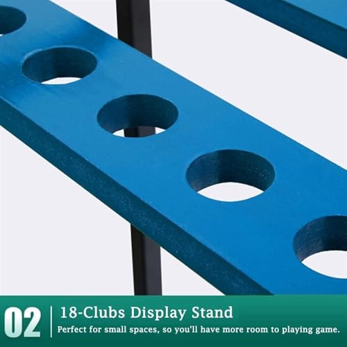 18-Cue Pool Rack Floor Stand – Wood Iron Billiard Stick Holder, Freestanding Pool Cue Ball Storage for Game Rooms