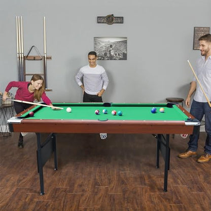 Ditkoko Billiard Table, 64" Folding Pool Table with with Balls, Cues, Chalk, Brush and Triangle, Pool Table Set for Family Game Room, Adult Rrec Room, Basements, Man cave or Garage