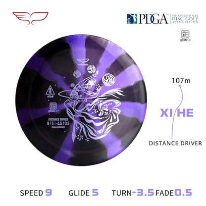Yikun PDGA Disc Golf Distance Driver 170-175g Glaze Line xihe Perfect for Outdoor Games and Competition