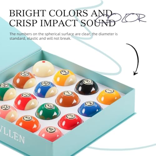 KONLLEN Phenolic Resin Billiard Balls Set 2-1/4" Regulation Size Tournament Pool Balls Set Pool Table Accessories - color: AXD-1TH