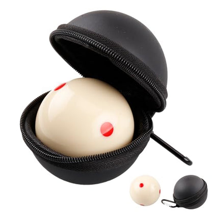 Billiards 2-1/4" Practice Cue Ball with Black PU Case for 6 Red Dots & American Eight Ball - color: 6 Red Dots