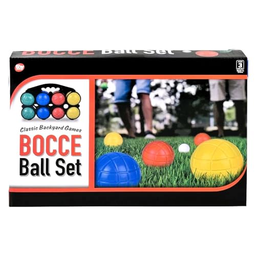 Zugar Land Bocce Ball Set with Carrying Case (11") Includes: 8 (3") Balls, 1 Jack (1.5") Ball, 1 Sure Grip Storage Case. Comes in a Nice Display Box. Classic Backyard Game.
