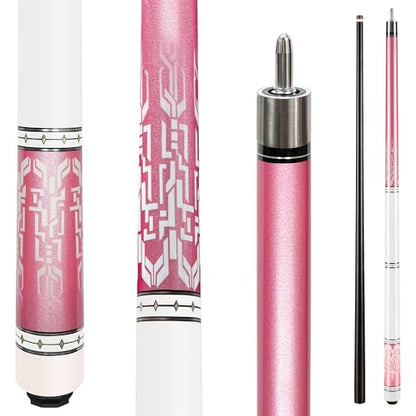 HomeSeason Fiberglass Pool Cue 58" Professional Pool Stick 12.7mm 4-Layer Tip Low Deflection Cue Stick, 3 * 8/8Joint Pin, Ultra-Smooth, Billiard Cue Sticks - color: Pink/19oz