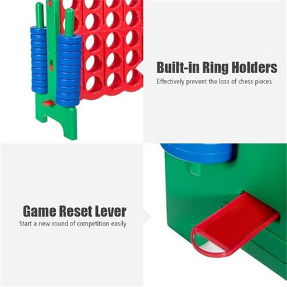 Pemberly Row Jumbo 4-to-Score Giant Game Set, Durable PE and PP Materials, Green Finish, Lightweight Design, Family Party Game for Motor Skills, Coordination, and Entertainment