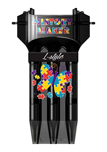 L-style Dart Case: Krystal One Hard Shell Dart Set Holder for Soft Tip and Steel Tip - color: Fallon Clear Black
