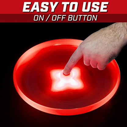 GoSports Ultimate Light Up Flying Disc, 175 Grams, with 4 LEDs - Red