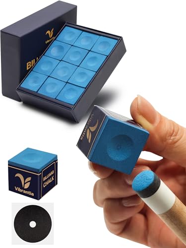 Pro Billiard Pool Cue Chalk 12 Cubes Low Dust for Snooker 8-Ball | Tournament Standard Billiard Chalk, Super Dense Low Dust Formula, 12 Cubes with Portable Storage Box, for Snooker Pool 8-Ball