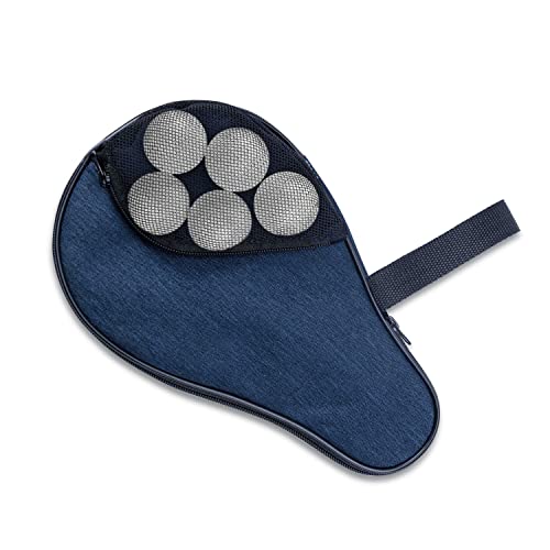 VISEMAN Table Tennis Racket Cover, Ping Pong Paddle Case, Portable Waterproof Table Tennis Bat Bag to Hold 2 Paddles 5 Balls - color: Blue