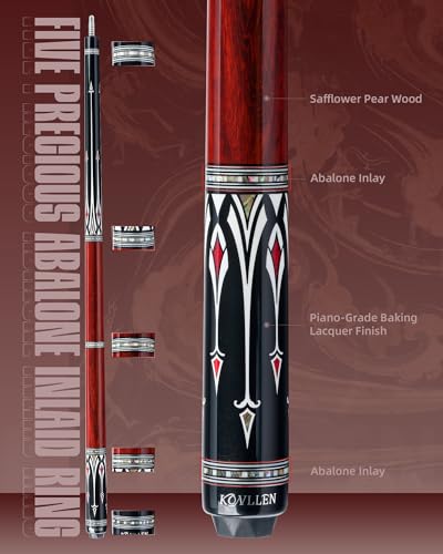 KONLLEN 58 Inch 19oz Carbon Fiber Pool Cue Stick | low deflection,10.5/11.5/12.5mm tips,weight-adjustable design,3/8x8 joint,handcrafted inlay,premium handle - color: AS-1F-10.5mm