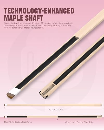 KONLLEN Maple Pool Cue Stick for Adults - Features Low Deflection Shaft, Titanium Alloy 3/8x8 Joint, and 12mm Tip - color: K-P-02