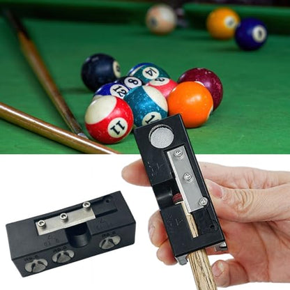 11-in-1 Aluminum Alloy Billiard pool Cue Tip Shaper Tool - Multifunctional Pool Cue Tips Replacement kit,Portable and Professional Pool Cue Repair Tool for Shaping & Replacement of Cue Tips Black