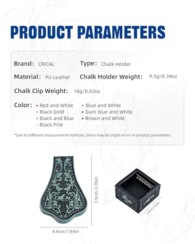CRICAL Portable Magnetic Pool Chalk Holder Square Chalk Cube Holder Billiard Cue Accessory Gift Idea - color: Black Blue
